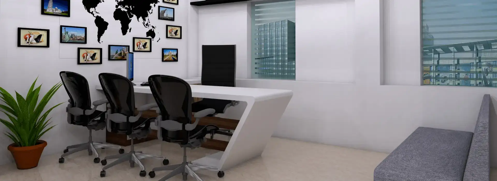 Modern office space with cubicles